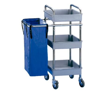 Metal Service Cart, 3 Shelves and 1 Bag
